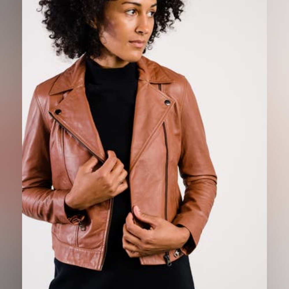ABLE Maha Leather Jacket in Whiskey